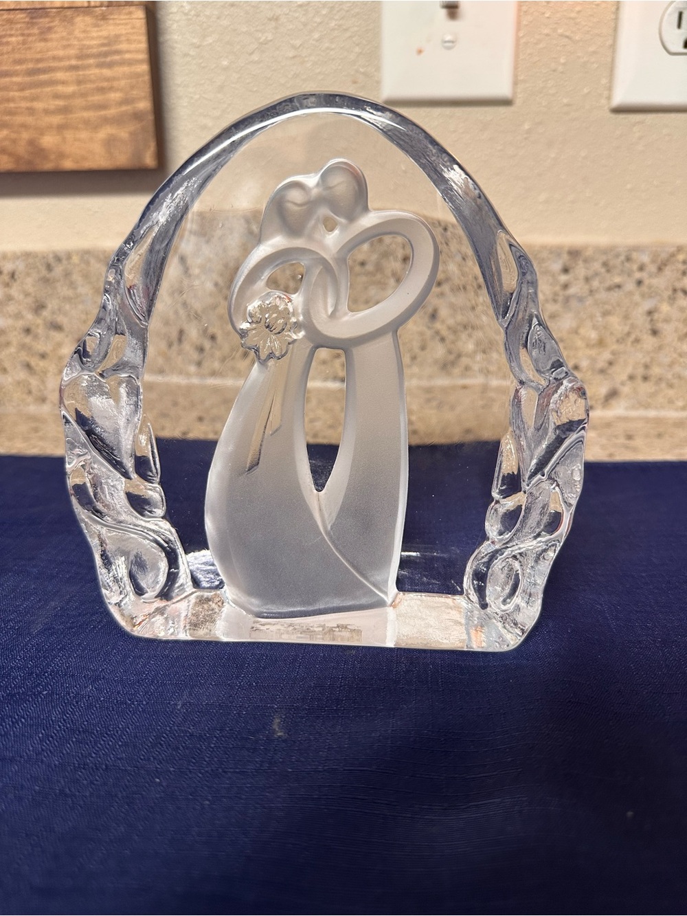 Clear Glass Sculpture Couple Figurine - Elegant Home Art